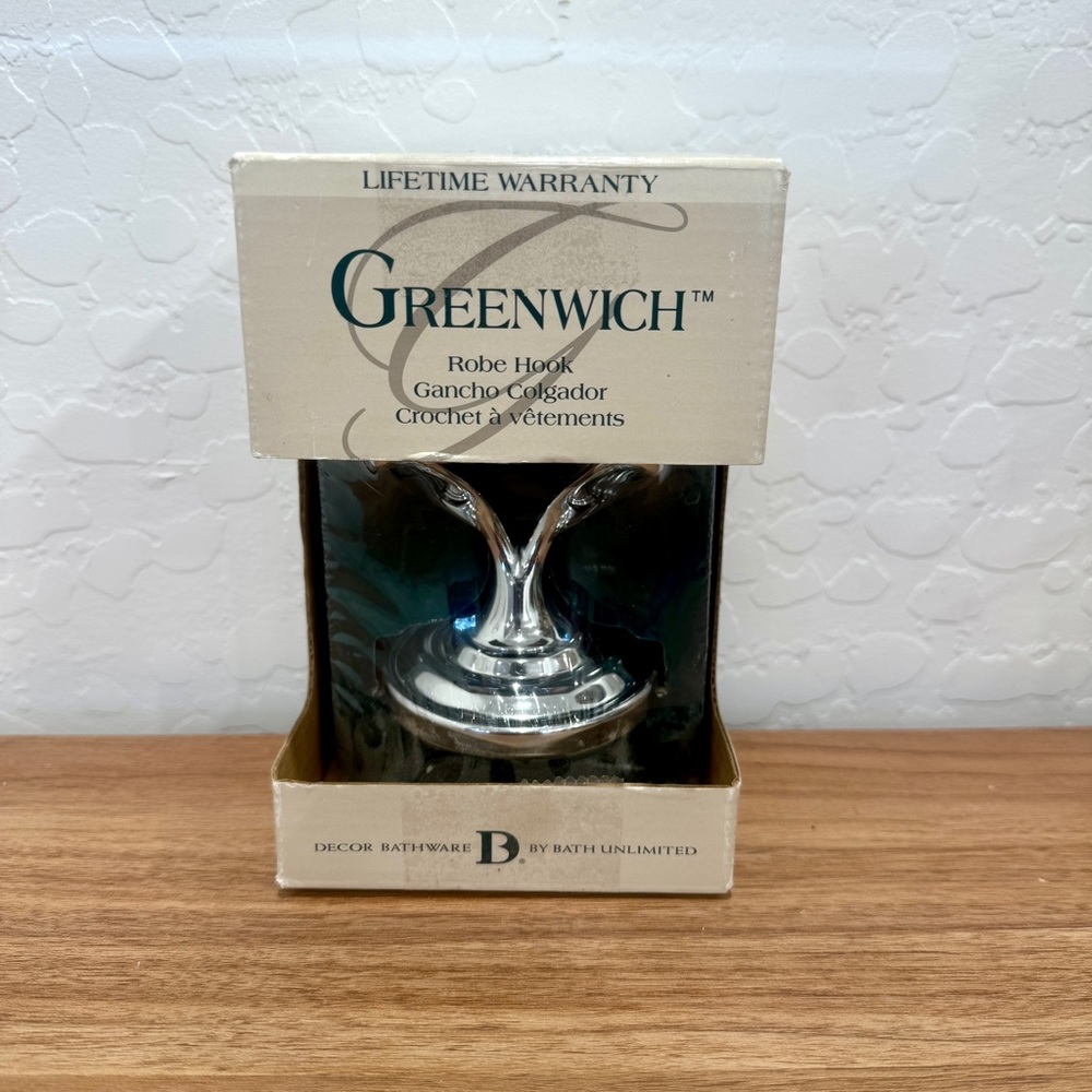 New Greenwich Robe Hook Chrome Finish